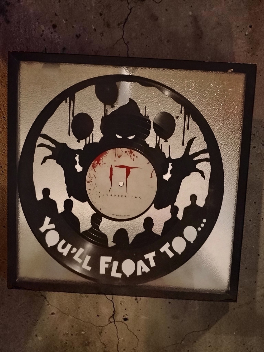 NWT IT Chapter Two Pennywise "You'll Float Too" Vinyl Record Framed Wall Sign